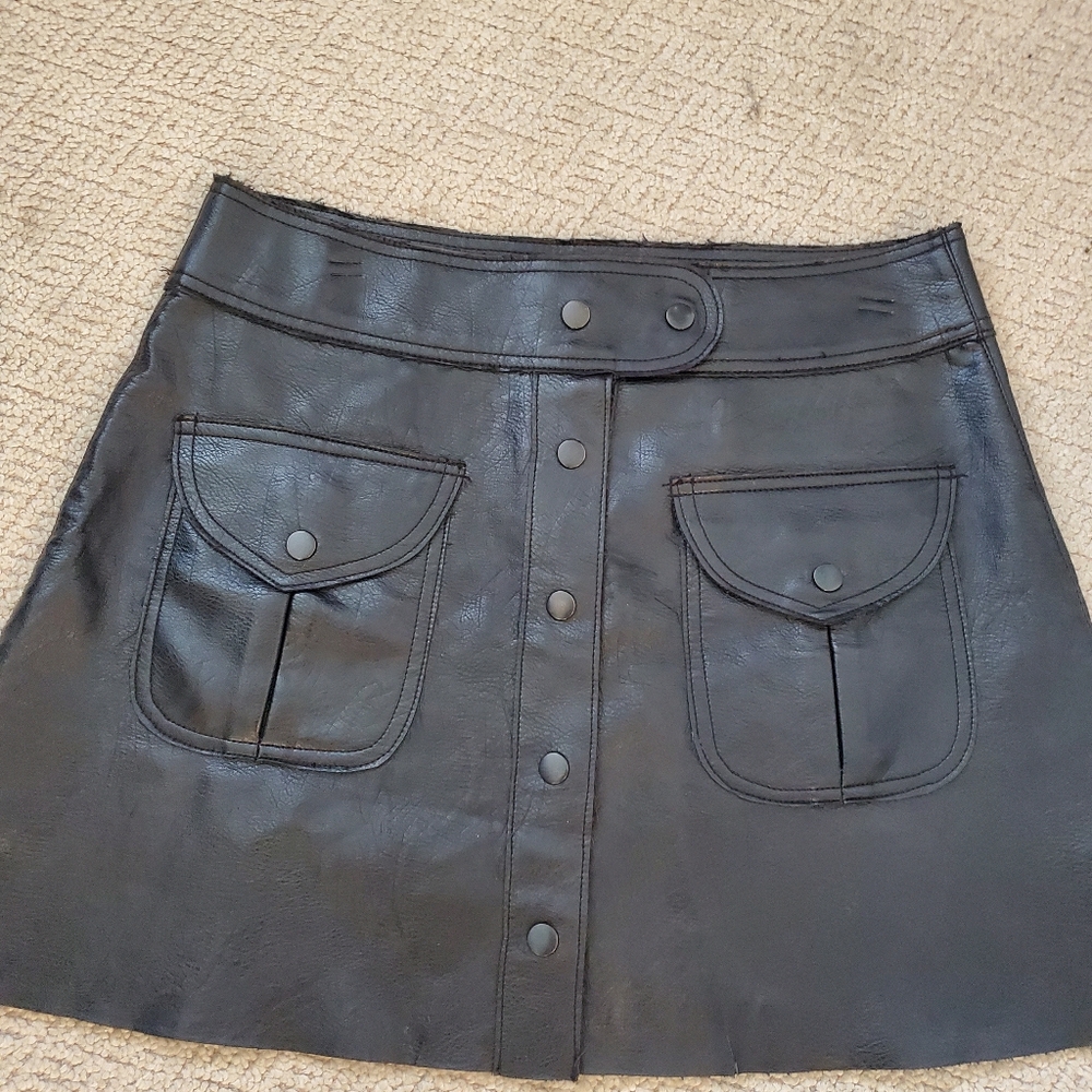 ZARA Black Leather Skirt Size L
